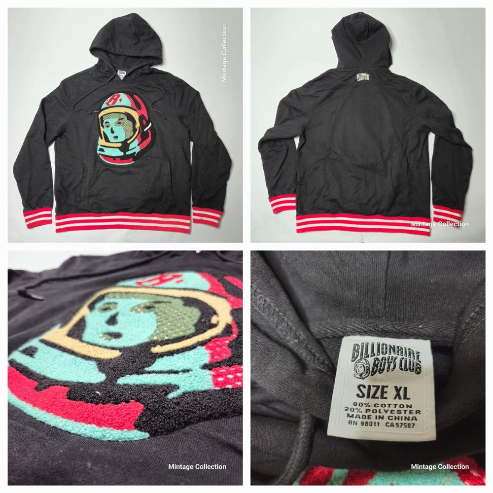 Billionaire Boys Club BBC Chenille Helmet Black Hoodie XL
